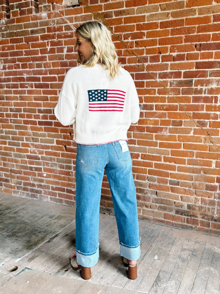 Stars &amp; Stripes Stitch Cardigan, Ivory