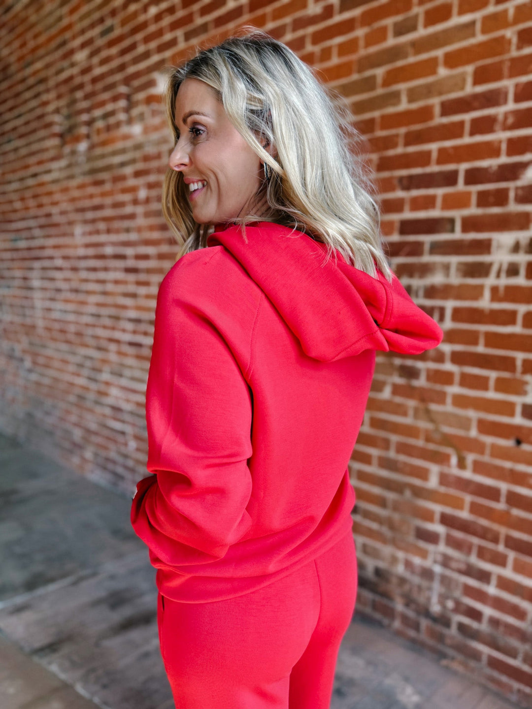 Start Again Scuba Quarter Zip Hoodie, Red