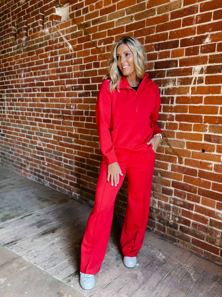 Start Again Scuba Quarter Zip Hoodie, Red