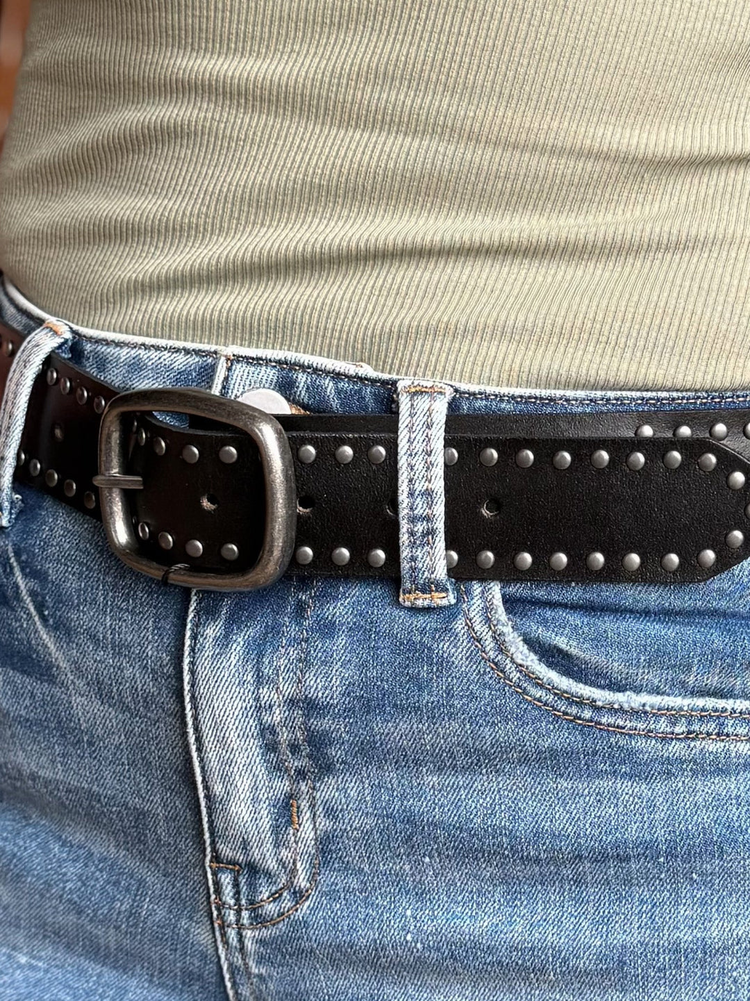 Studded Grunge Belt, Black