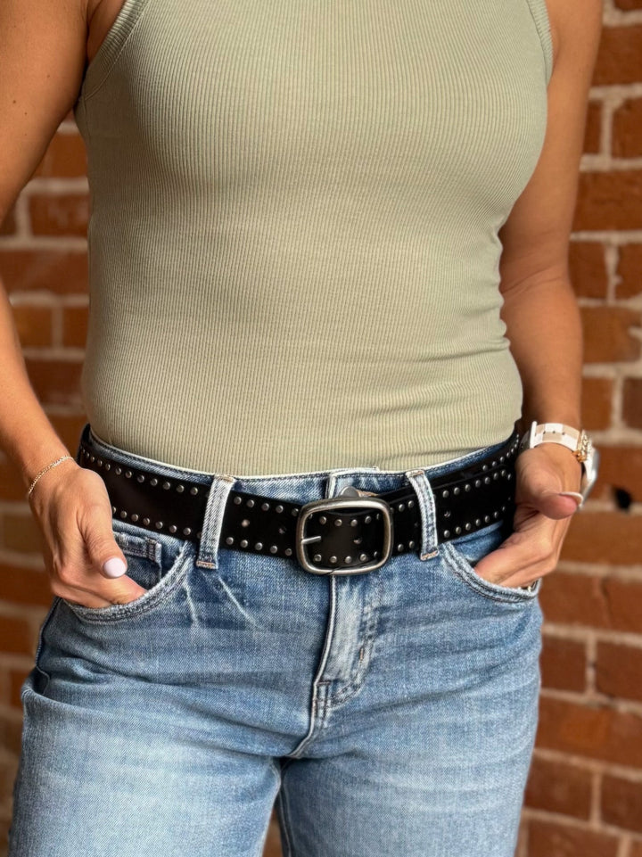 Studded Grunge Belt, Black