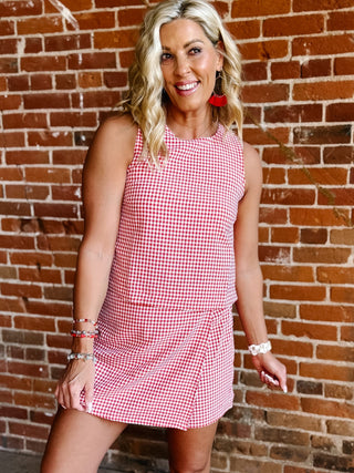 Summer Stroll Gingham 2 Piece Set, Red