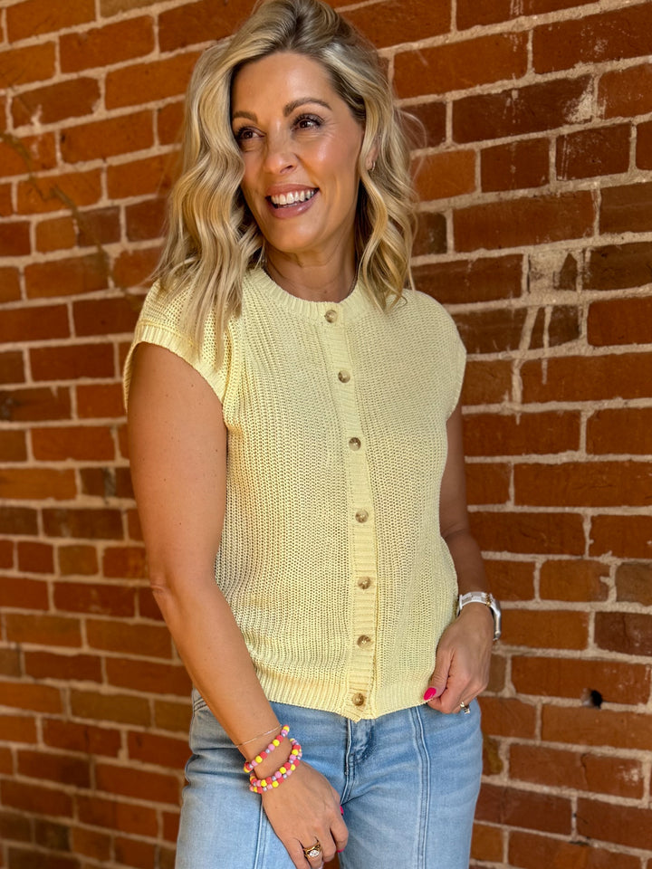 Sunlit Stitch Knit Vest, Butter Yellow