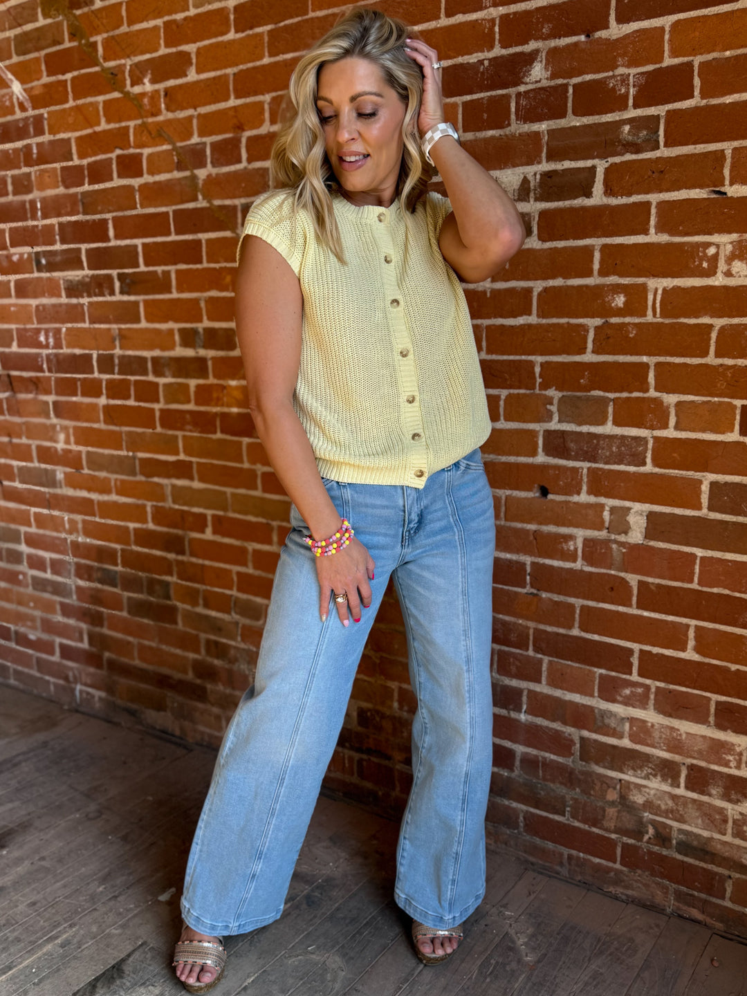 Sunlit Stitch Knit Vest, Butter Yellow