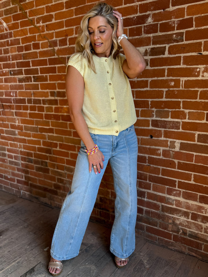 Sunlit Stitch Knit Vest, Butter Yellow