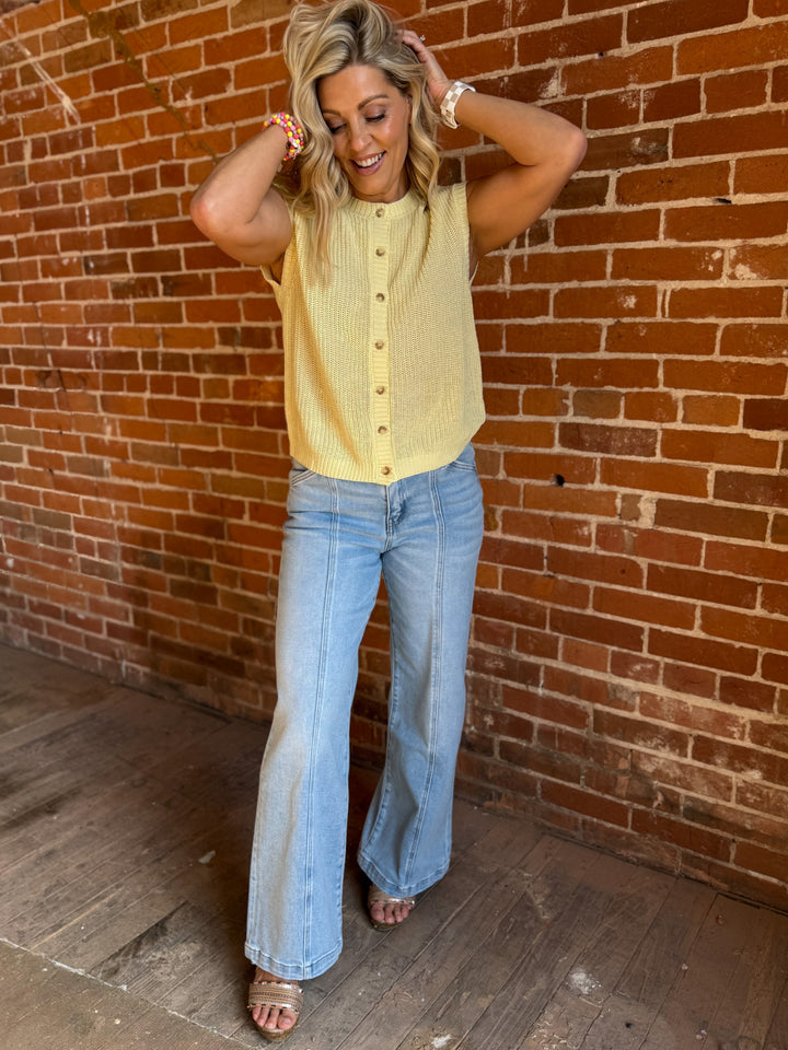Sunlit Stitch Knit Vest, Butter Yellow