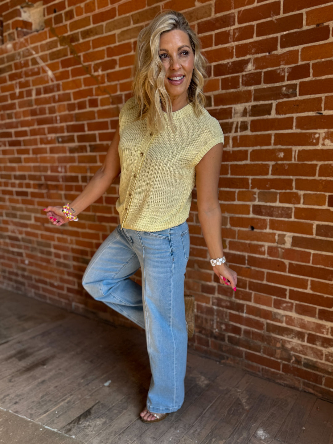 Sunlit Stitch Knit Vest, Butter Yellow