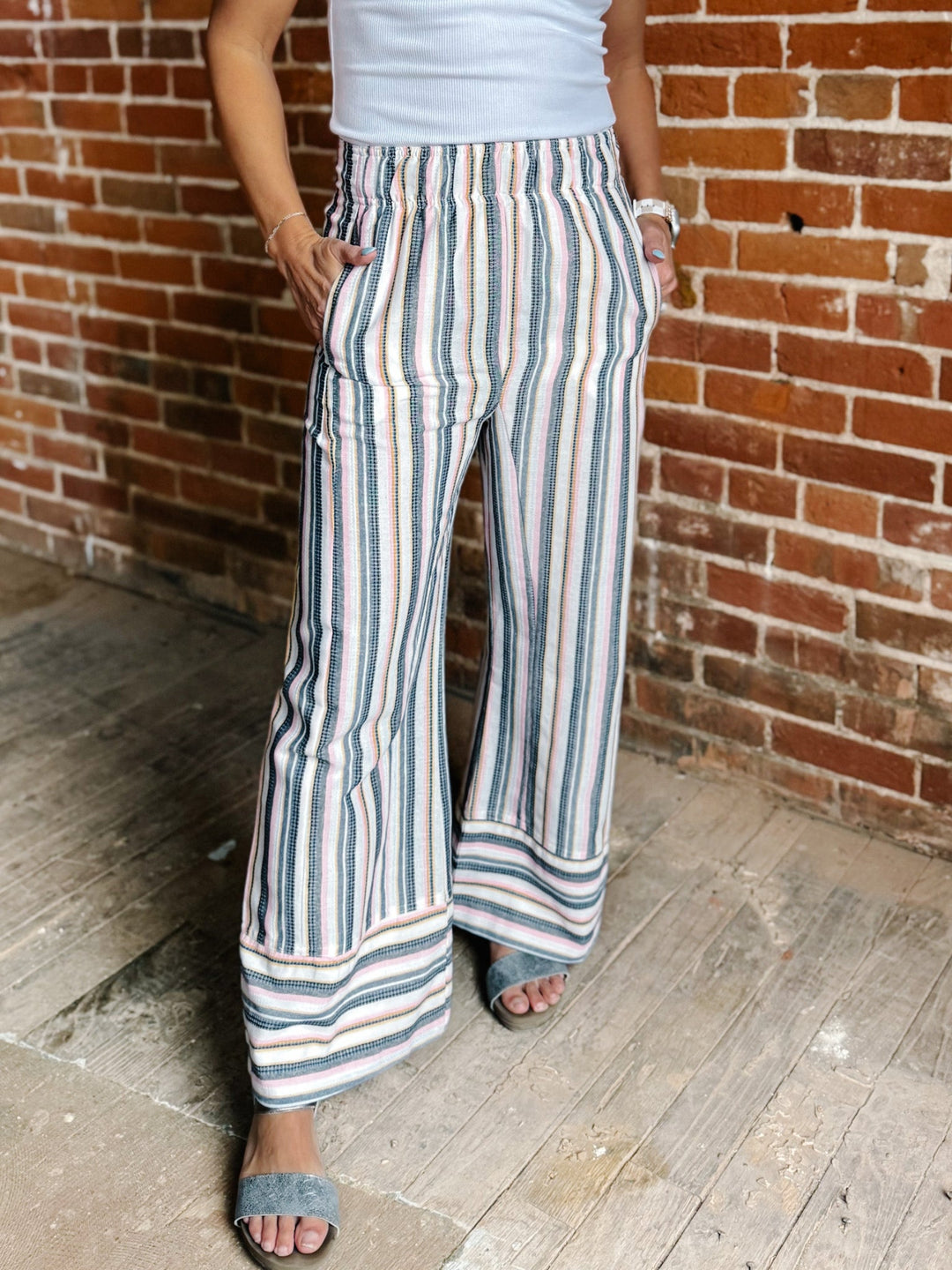 Sunset Pop Stripe Pants, BluePink
