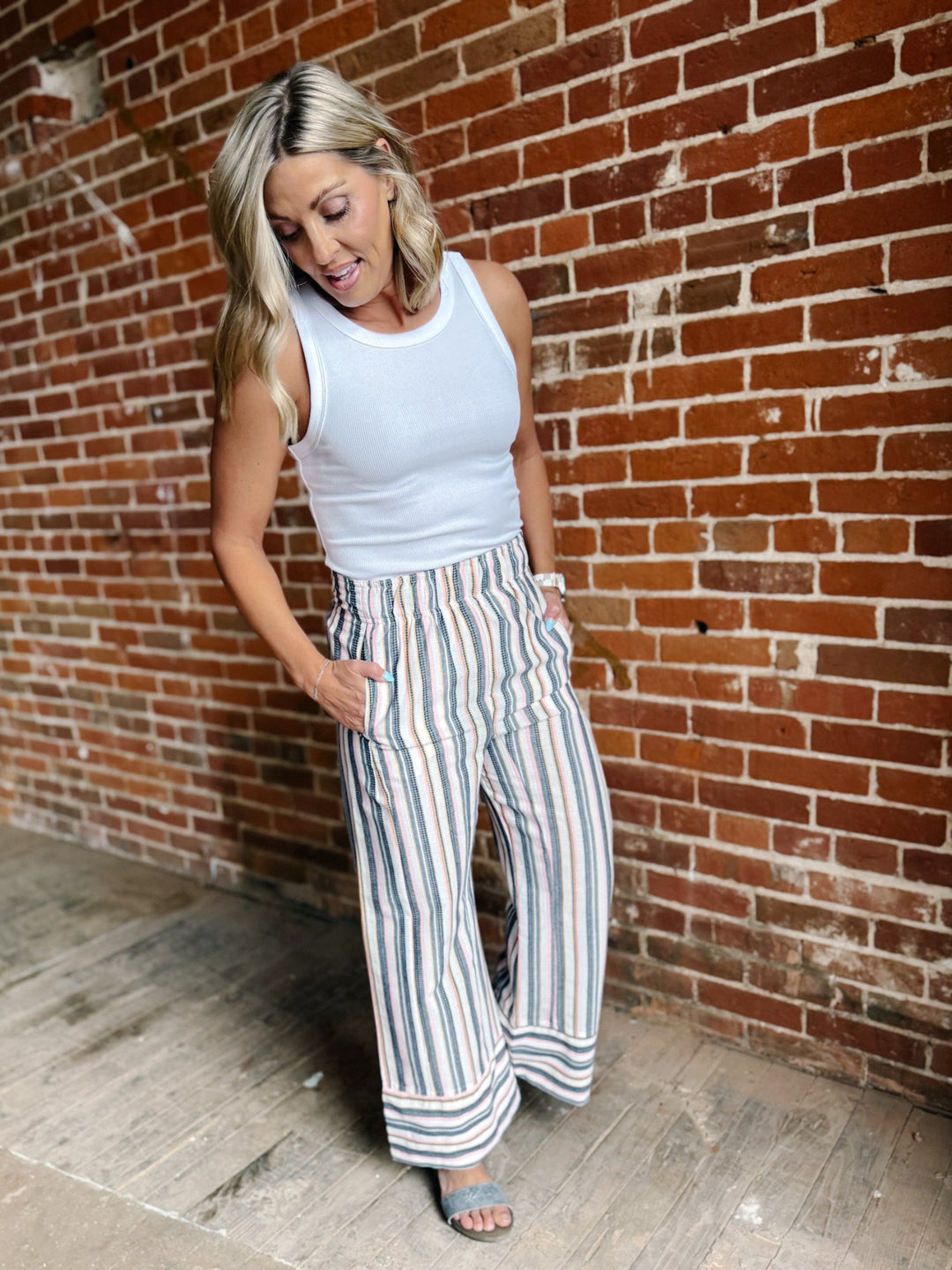Sunset Pop Stripe Pants, BluePink