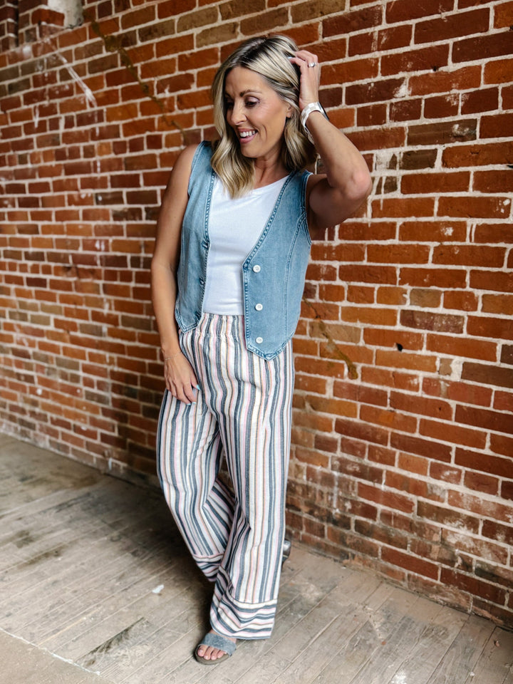 Sunset Pop Stripe Pants, BluePink