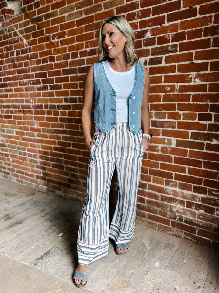 Sunset Pop Stripe Pants, BluePink