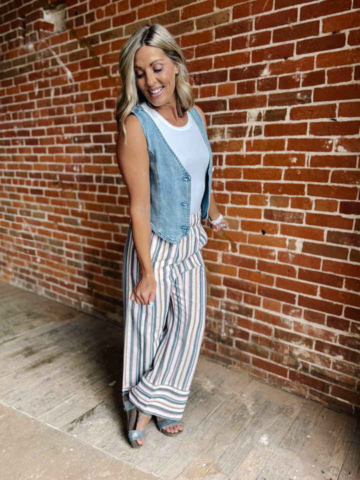Sunset Pop Stripe Pants, BluePink