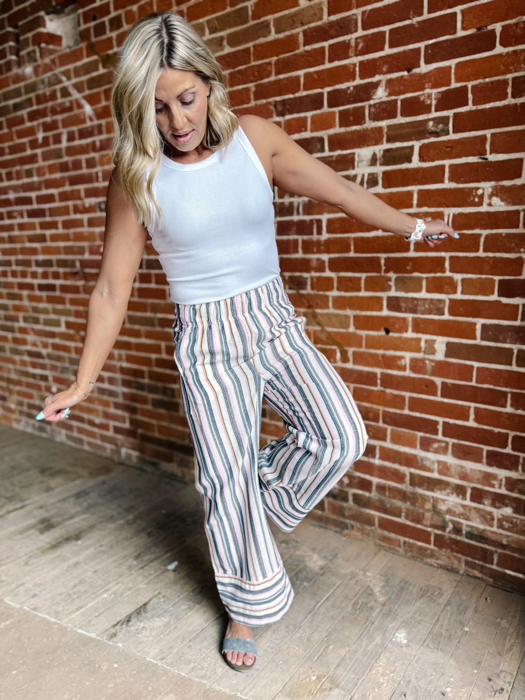 Sunset Pop Stripe Pants, Blue/Pink