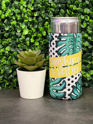 Sunshine and Seltzer Slim Can Koozie