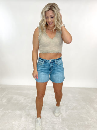 Sweet Edge Lace Trim Tank, Dried Taupe