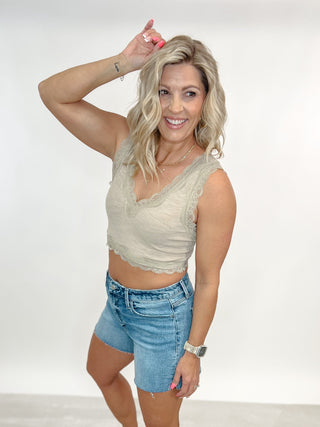 Sweet Edge Lace Trim Tank, Dried Taupe