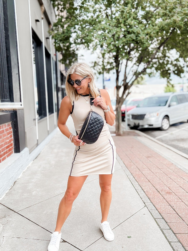 Sylvie Quilted Belt Bag, Black