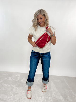 Sylvie Quilted Belt Bag, Red