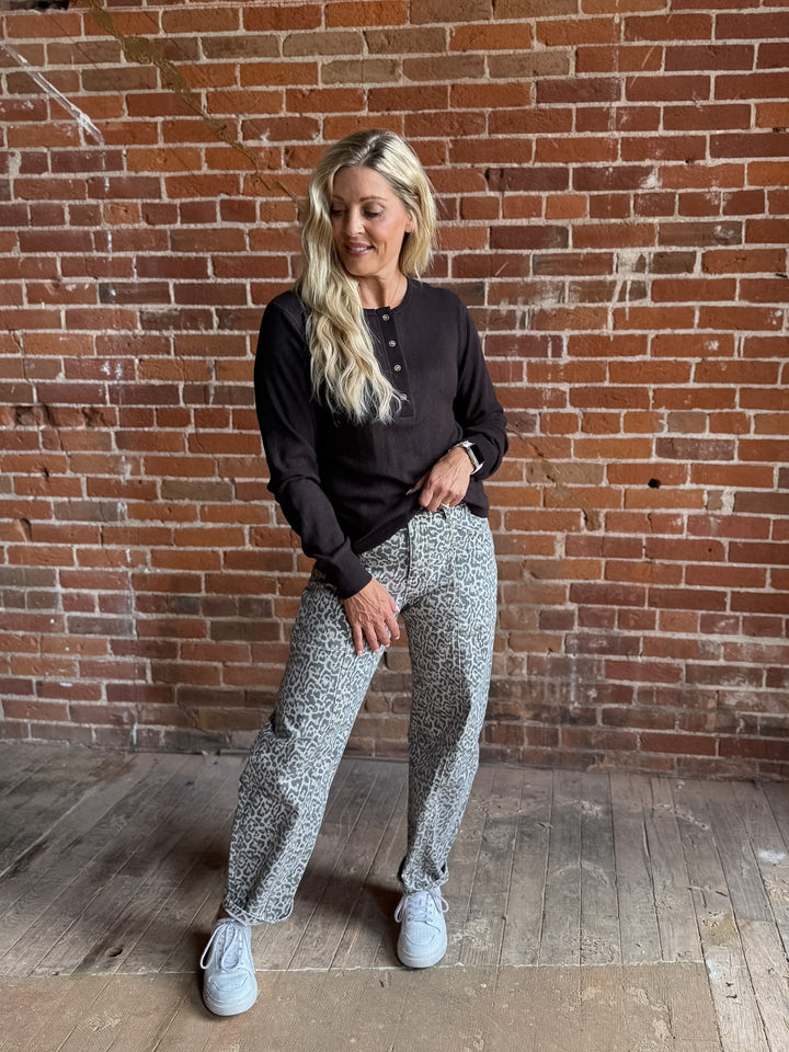 Tana Easy Button Waffle Henley Long Sleeve Top by Thread &amp; Supply