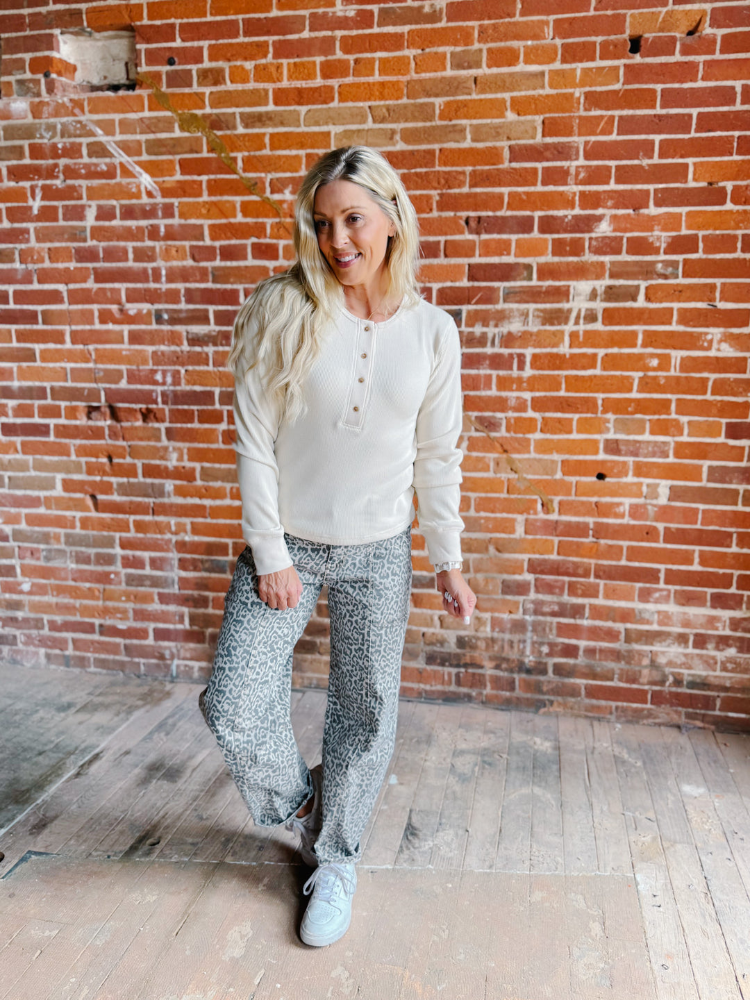 Tana Easy Button Waffle Henley Long Sleeve Top by Thread &amp; Supply