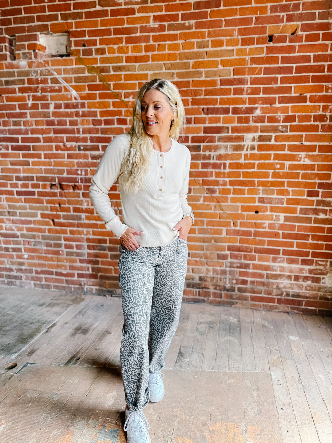 Tana Easy Button Waffle Henley Long Sleeve Top by Thread &amp; Supply