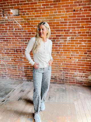 Tana Easy Button Waffle Henley Long Sleeve Top by Thread & Supply