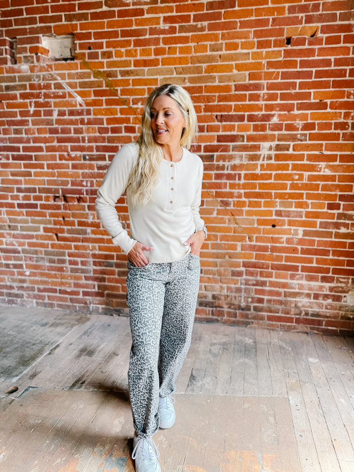 Tana Easy Button Waffle Henley Long Sleeve Top by Thread &amp; Supply