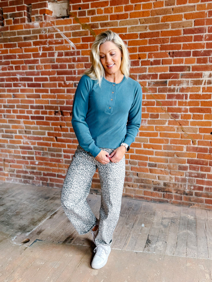 Tana Easy Button Waffle Henley Long Sleeve Top by Thread &amp; Supply