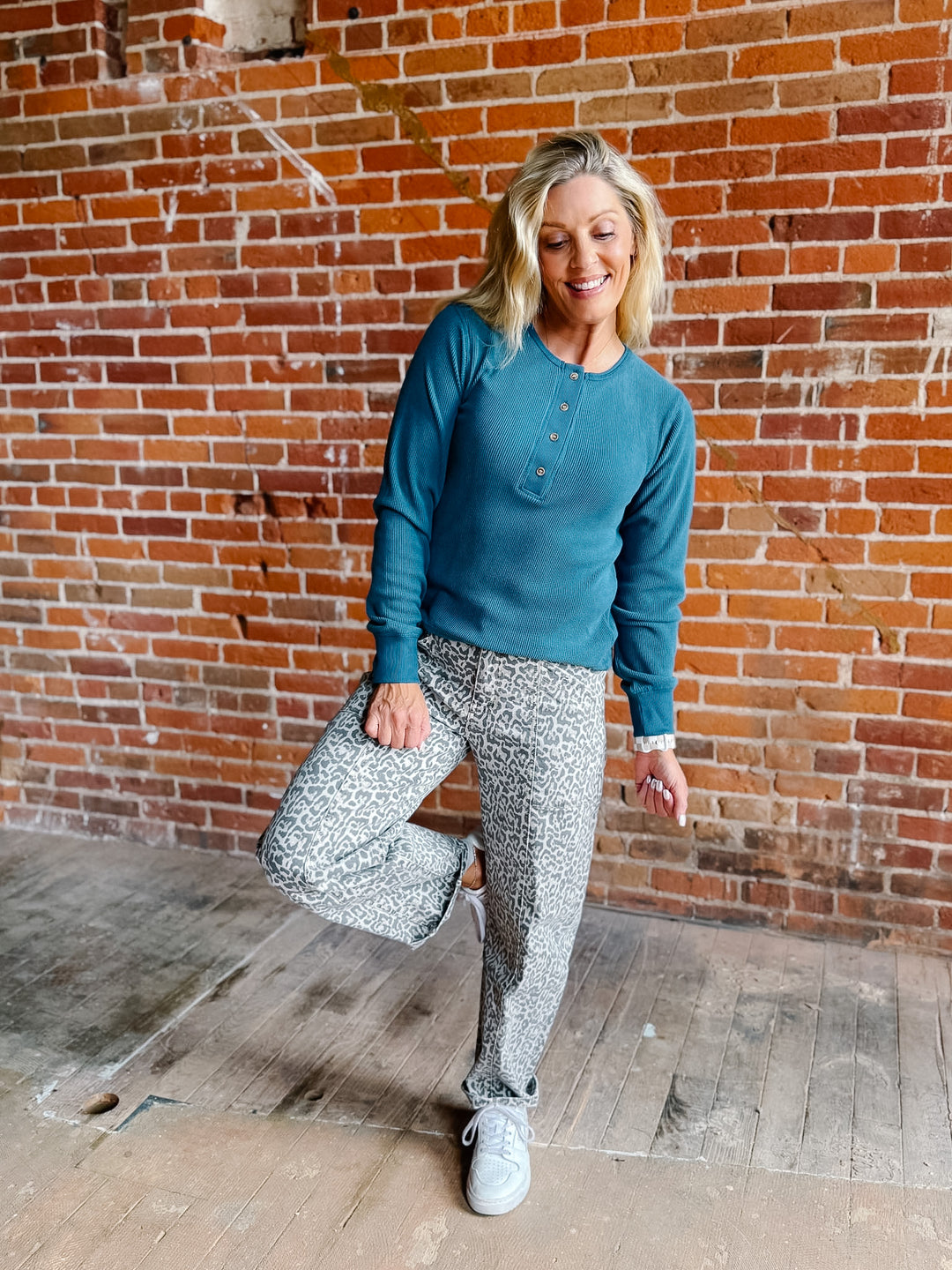 Tana Easy Button Waffle Henley Long Sleeve Top by Thread &amp; Supply