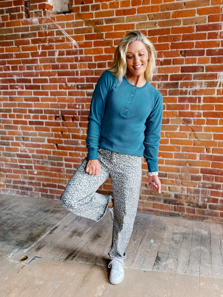 Tana Easy Button Waffle Henley Long Sleeve Top by Thread &amp; Supply