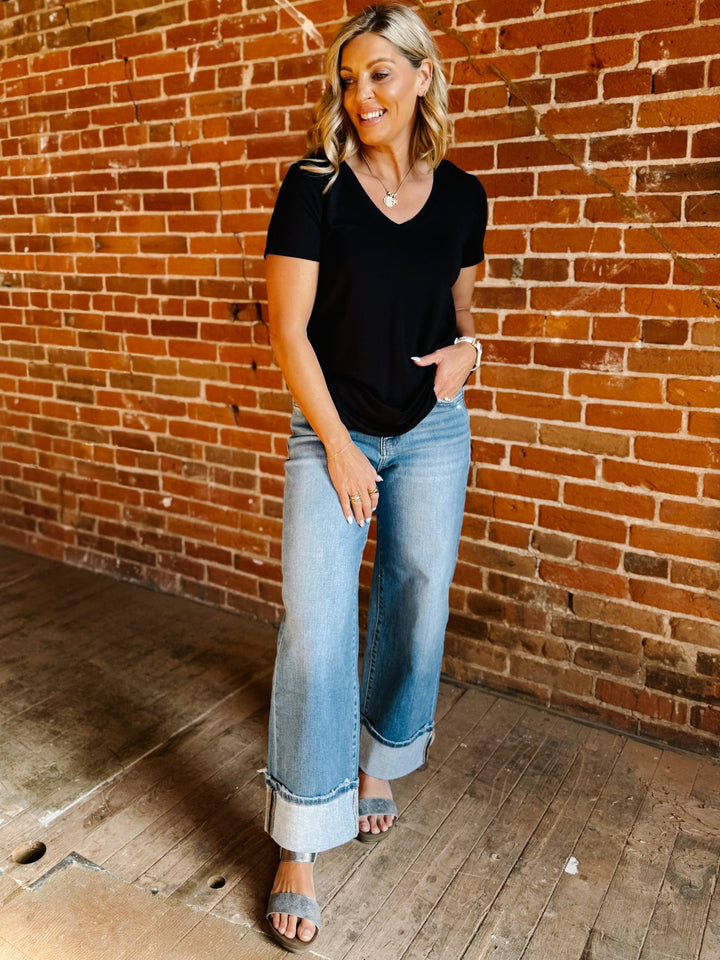 Tatiana V-Neck Tee, Black