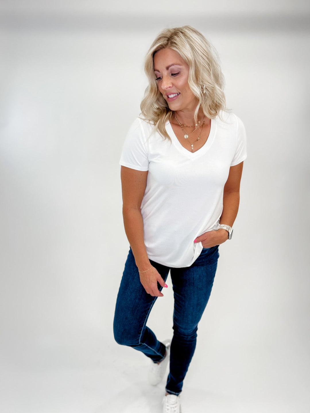 Tatiana V-Neck Tee, White