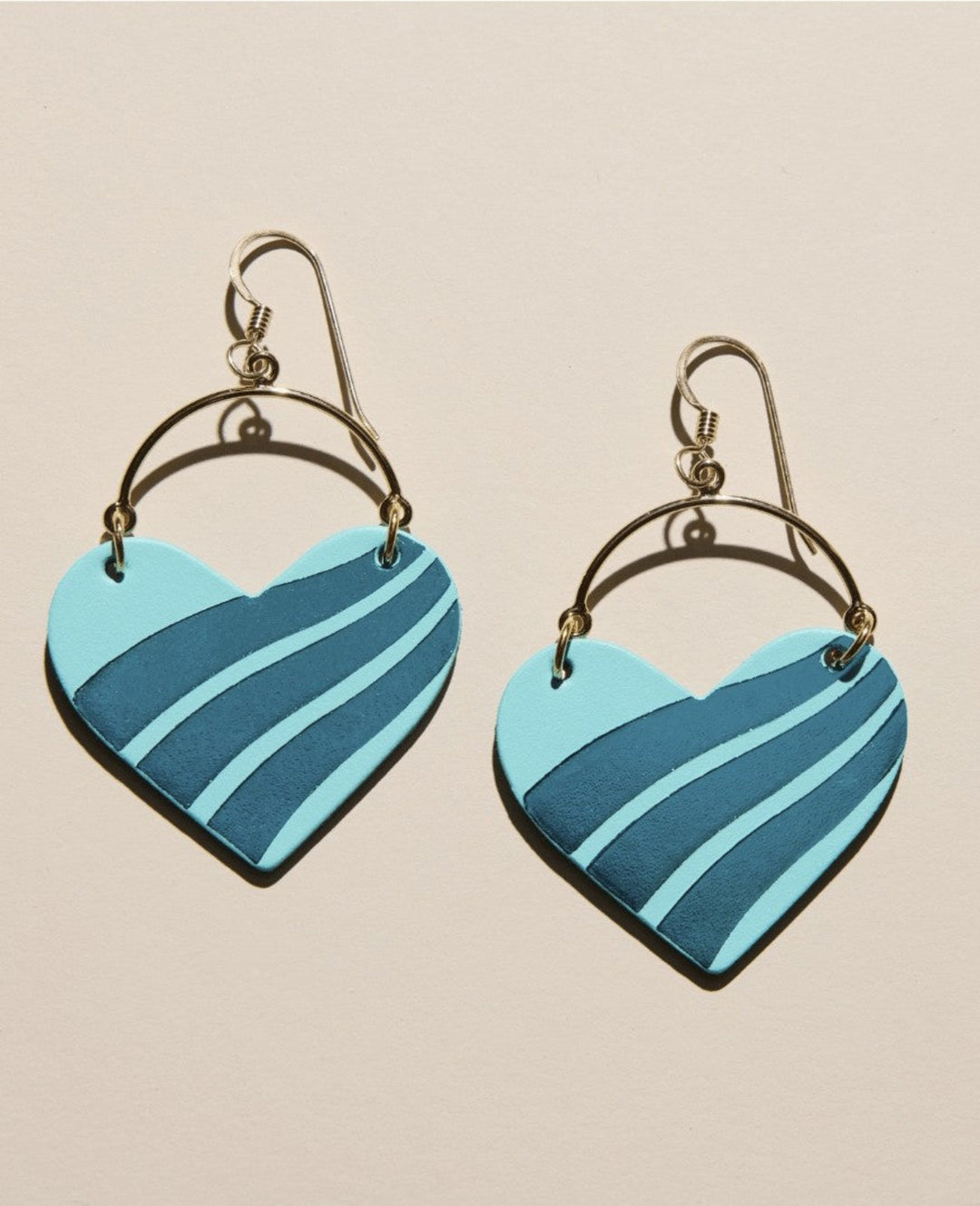 Teal Current Lovers Earrings, Gold