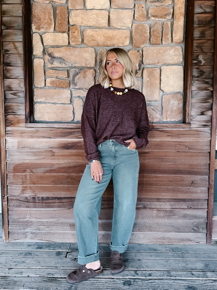 The Bold Pine Barrel Leg Cuffed Jeans