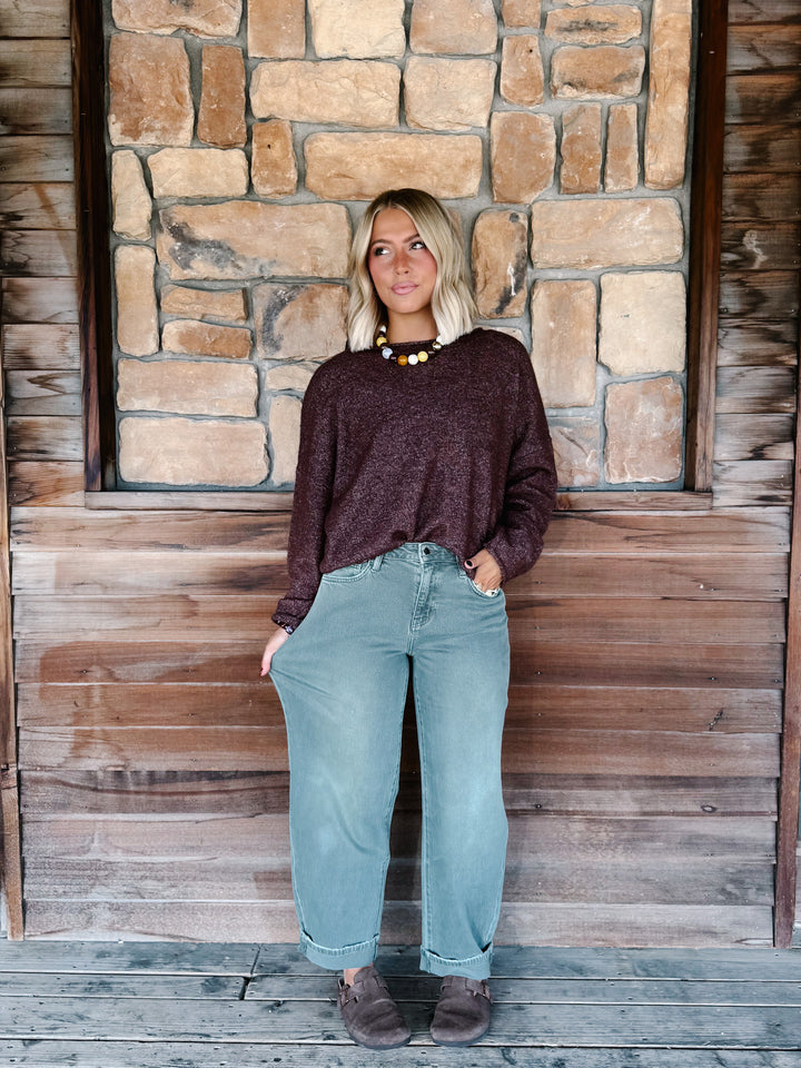 The Bold Pine Barrel Leg Cuffed Jeans