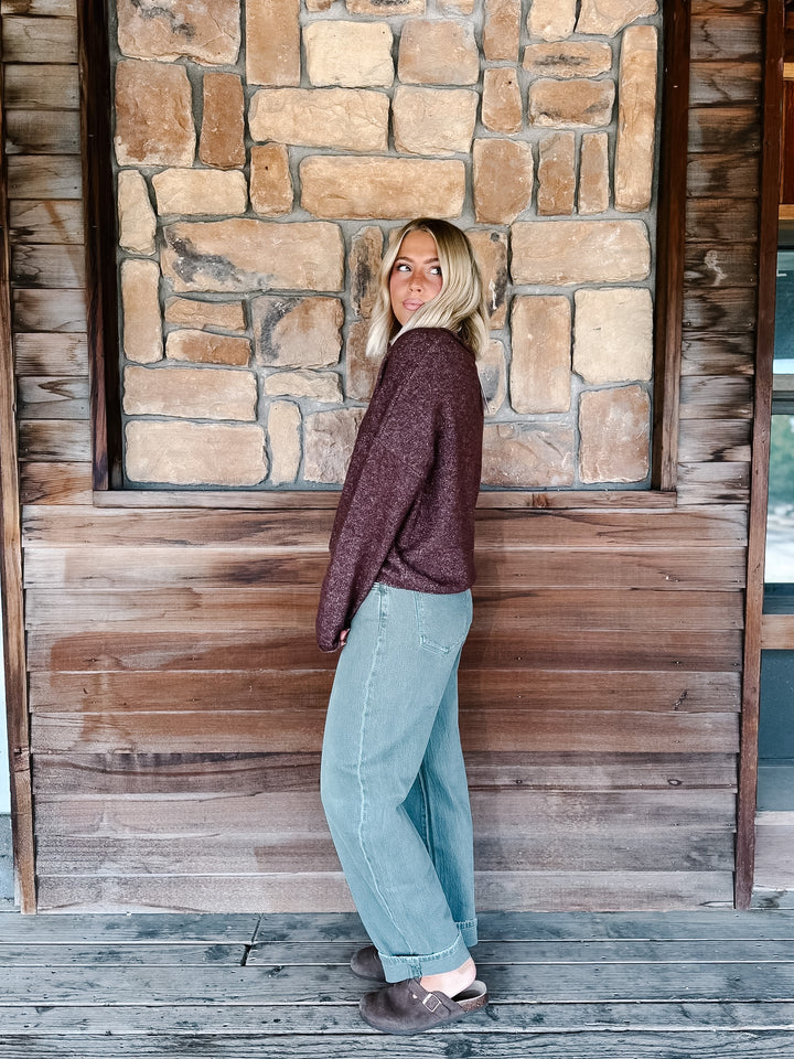 The Bold Pine Barrel Leg Cuffed Jeans