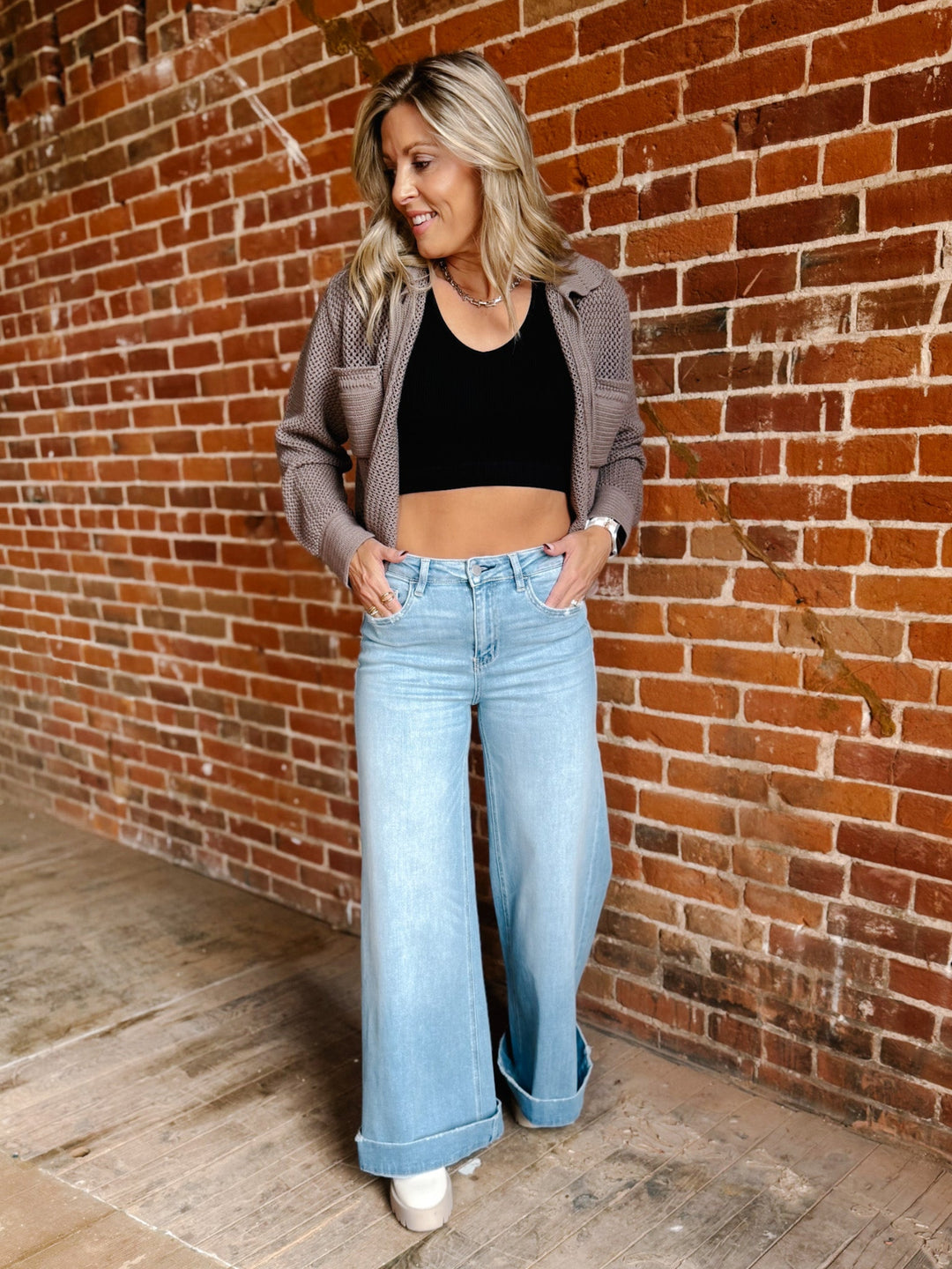 The Echo High Rise Ultra Wide Leg Jeans, Light Wash