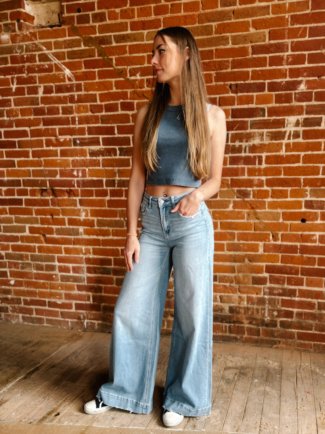 The Echo High Rise Ultra Wide Leg Jeans, Light Wash