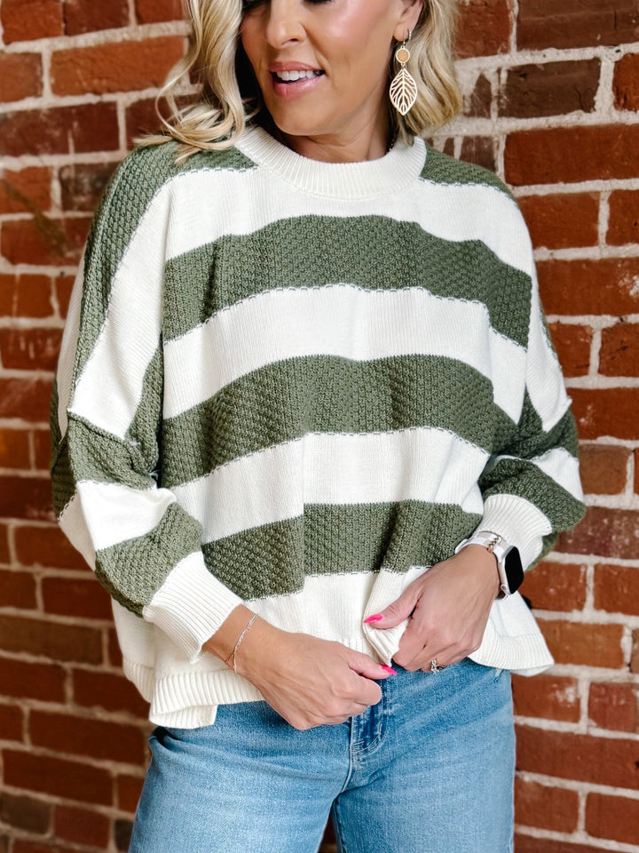 The Evergreen Ease Boxy Sweater, Cream/Olive