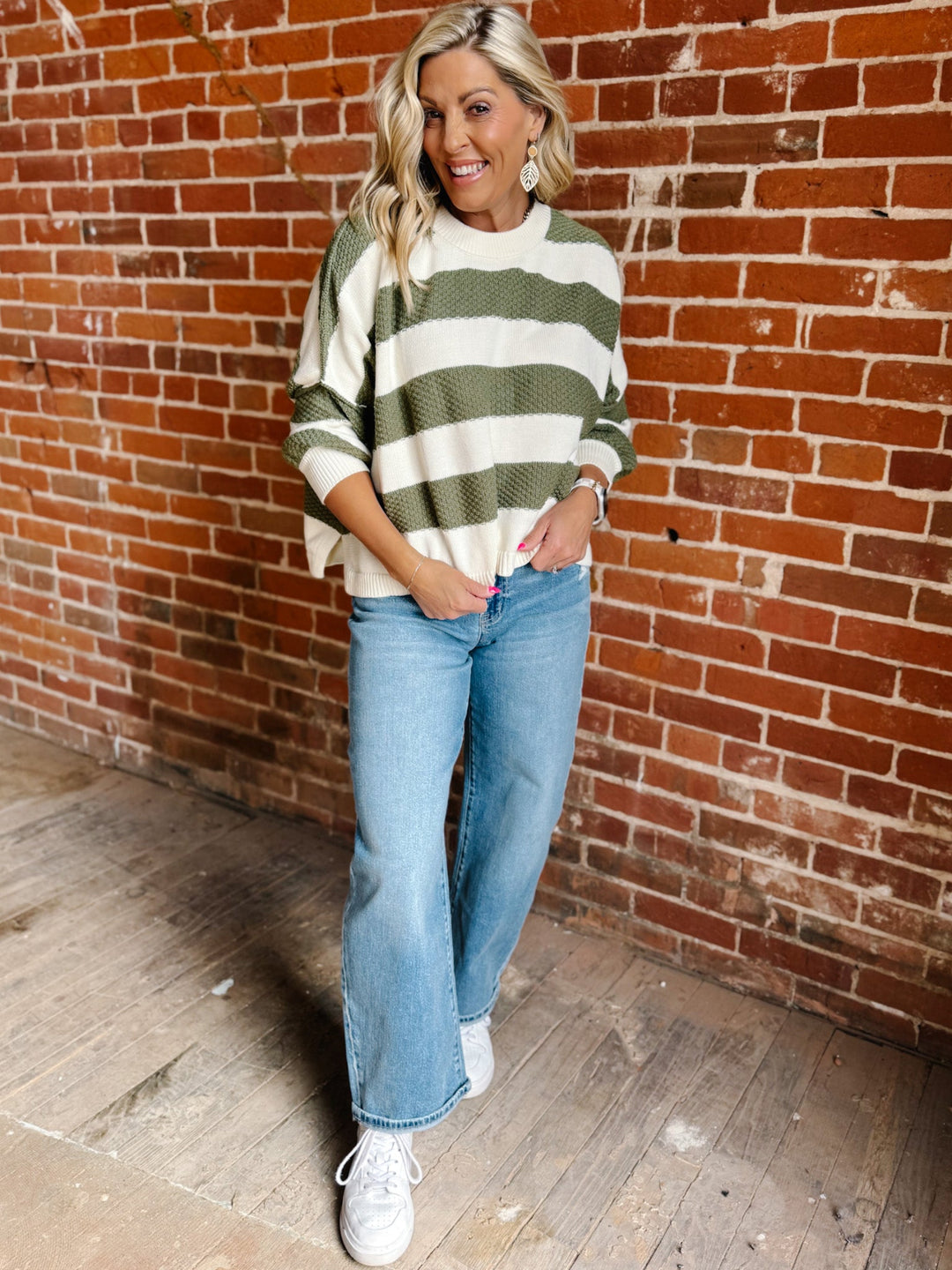 The Evergreen Ease Boxy Sweater, Cream/Olive