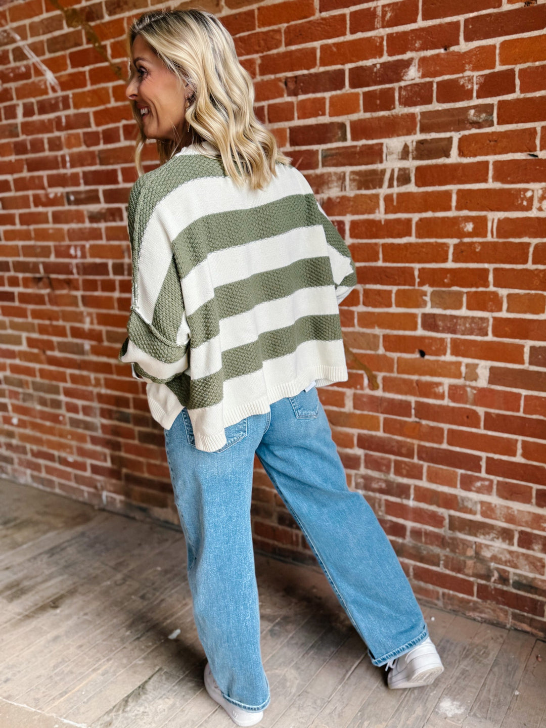 The Evergreen Ease Boxy Sweater, Cream/Olive