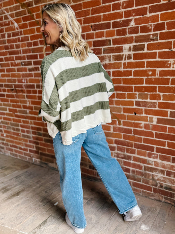 The Evergreen Ease Boxy Sweater, Cream/Olive