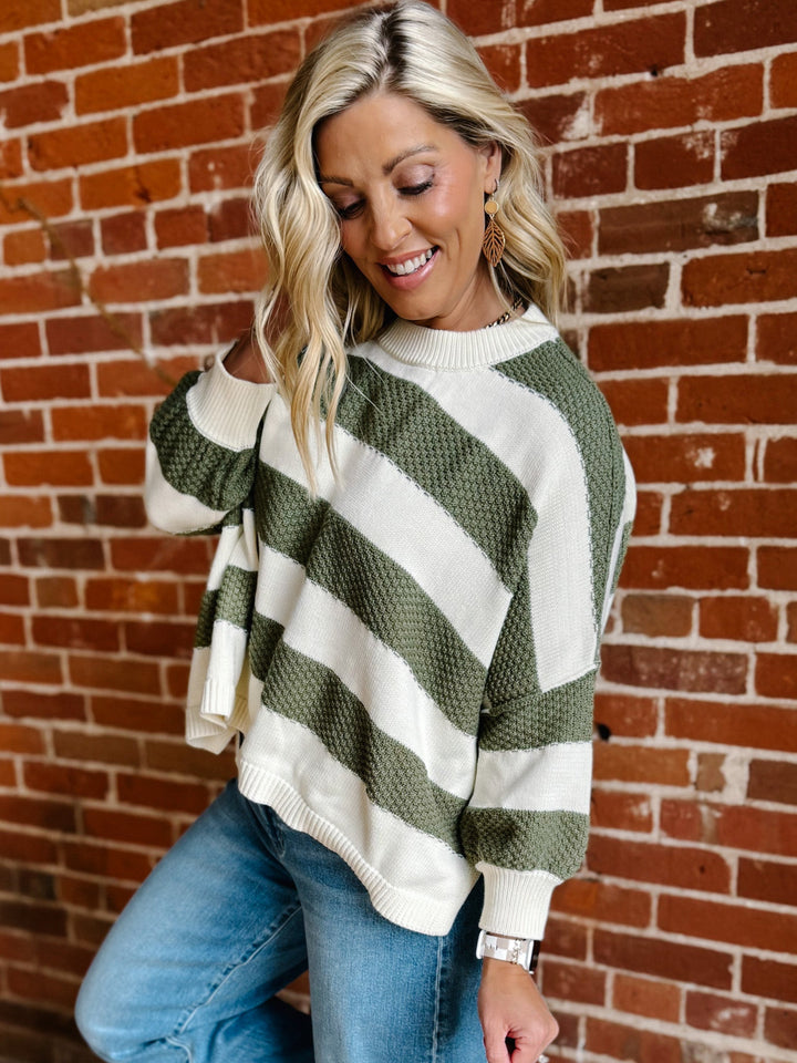 The Evergreen Ease Boxy Sweater, Cream/Olive