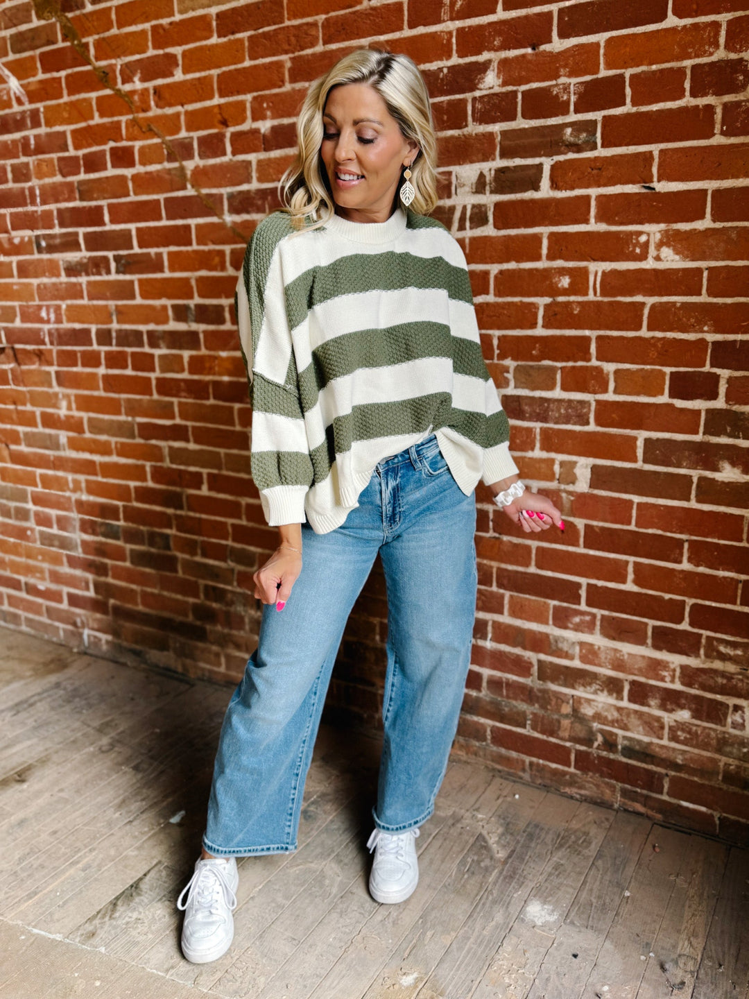 The Evergreen Ease Boxy Sweater, Cream/Olive