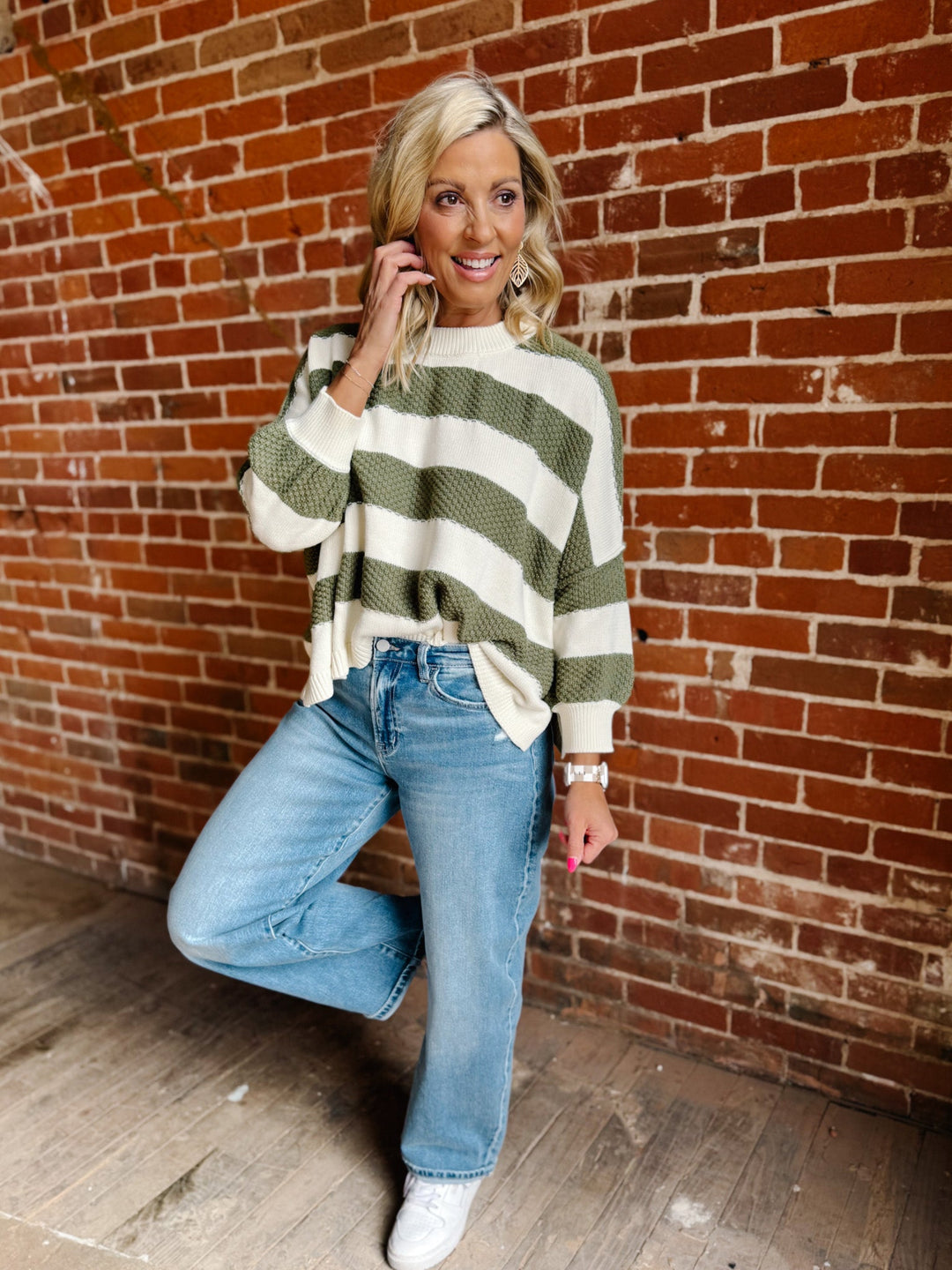 The Evergreen Ease Boxy Sweater, Cream/Olive
