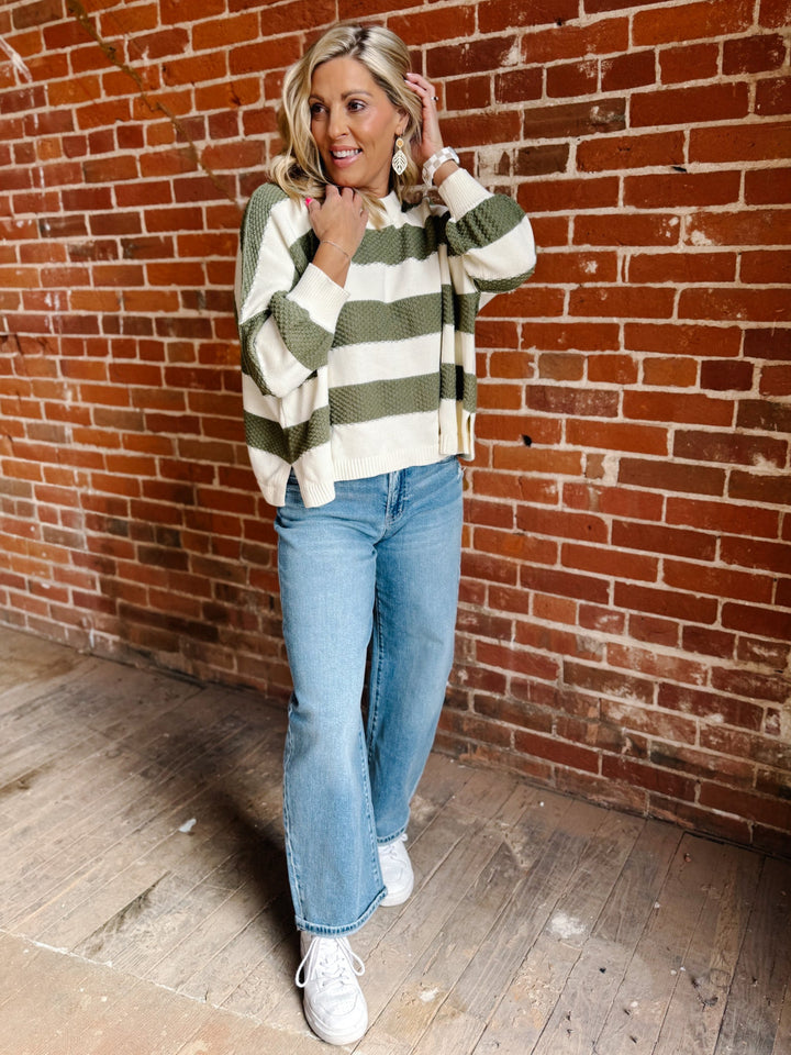 The Evergreen Ease Boxy Sweater, Cream/Olive