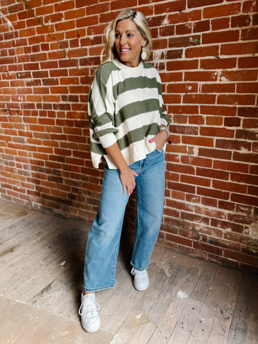 The Evergreen Ease Boxy Sweater, Cream/Olive