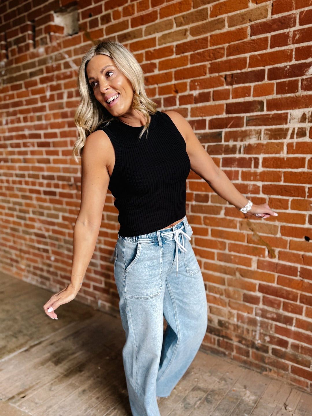 The Everyday Edge Ribbed Tank, Black