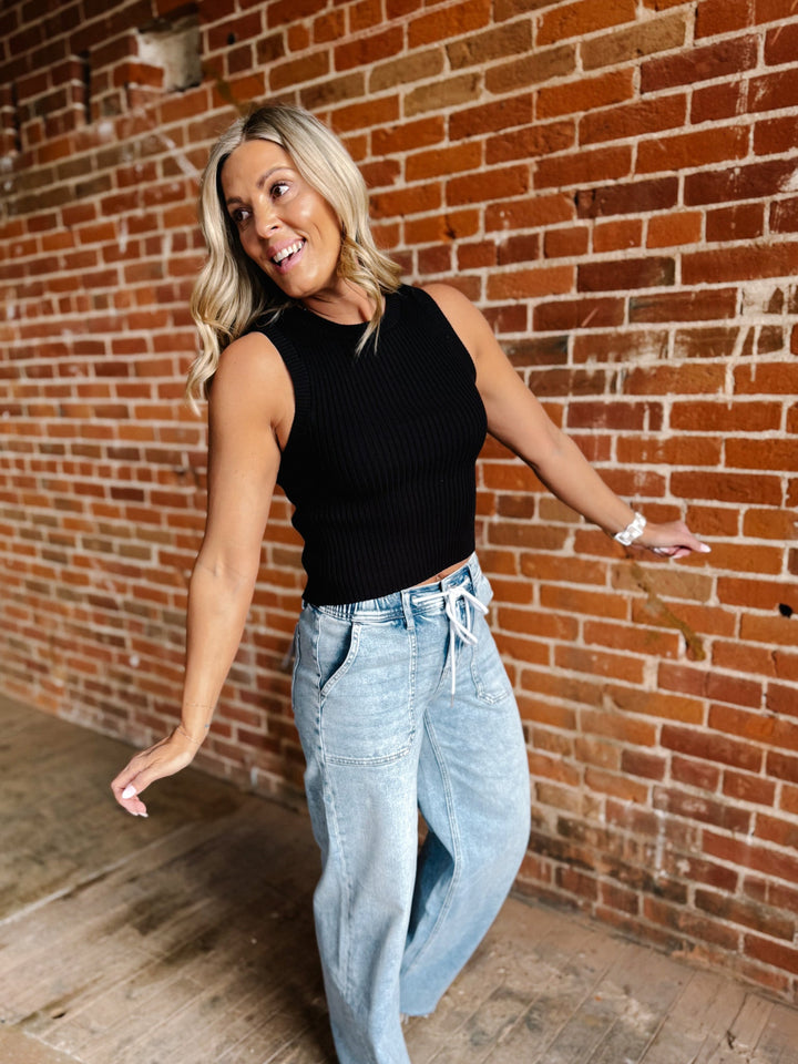 The Everyday Edge Ribbed Tank, Black