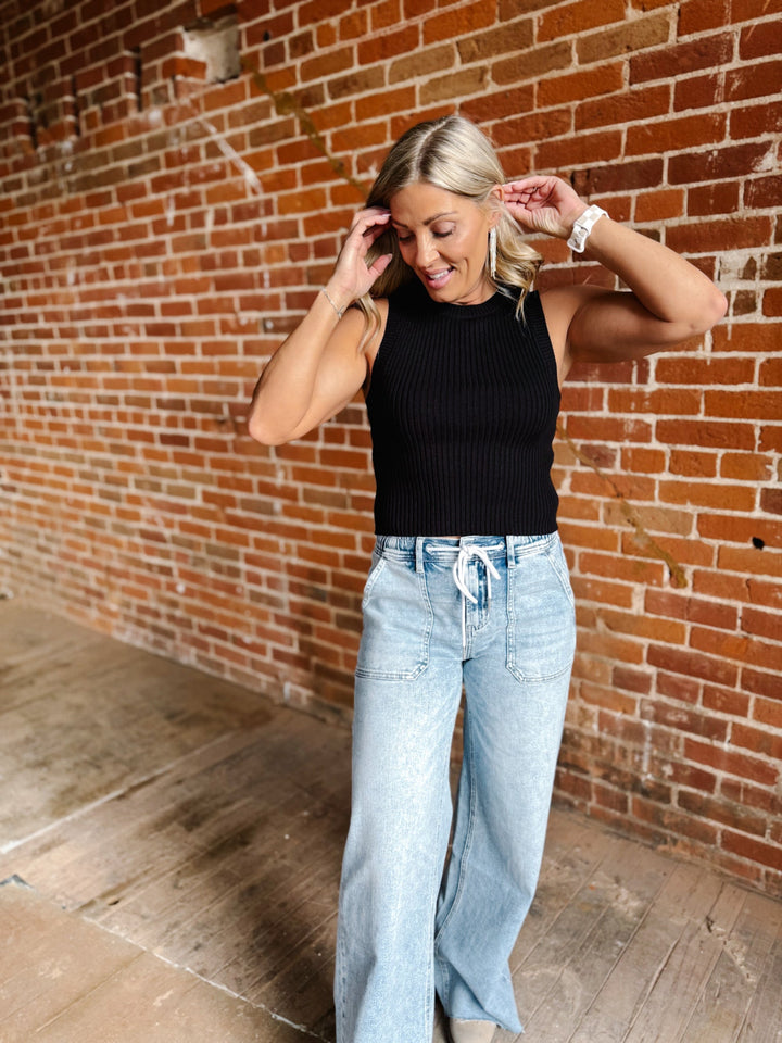 The Everyday Edge Ribbed Tank, Black